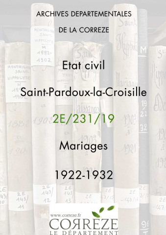 Mariages (1922-1932).