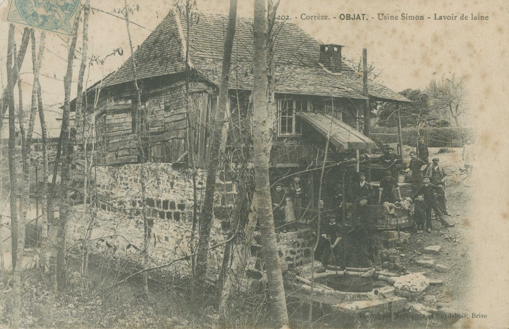 Objat : "202. - Corrèze. - Objat. - Usine Simon - Lavoir de laine".