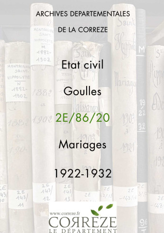 Mariages (1922-1932).