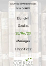 Mariages (1922-1932).