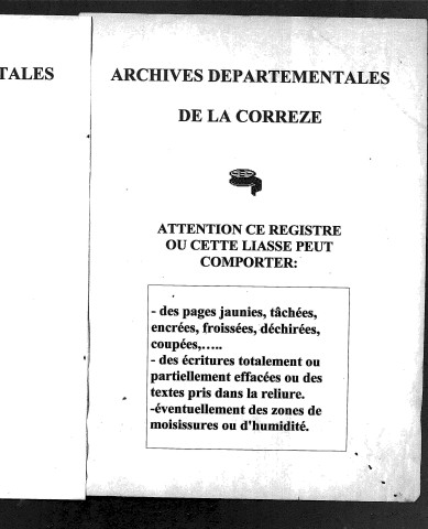 Naissances, mariages, décès (1833-1842)