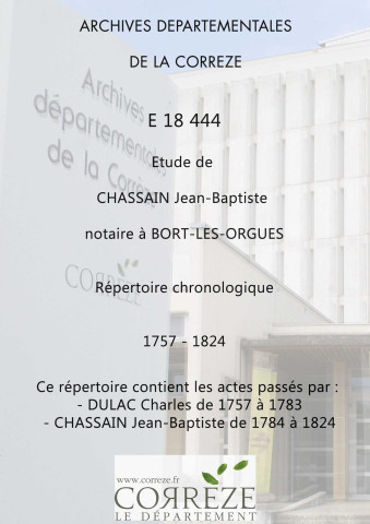 Répertoire chronologique : 1757-1824