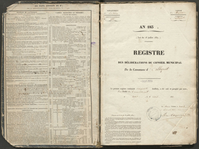 Délibérations du conseil municipal. 1er mai 1838-18 mai 1879