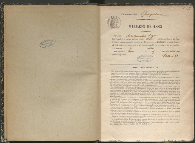 Mariages (1883-1902)