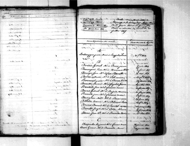 Tables décennales des mariages (1823-1832)