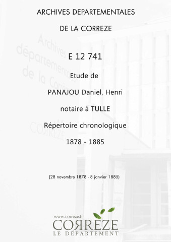 Répertoire chronologique : 28 novembre 1878-8 janvier 1885