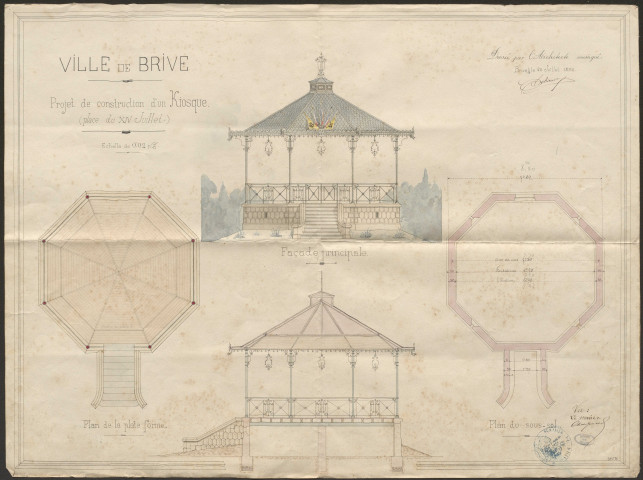 Caisse d'épargne. Théâtre. Musée. Bains douches. Caisse d'épargne. Salle de patronage et acquisition d'un terrain de sports. Orphelinat de la Providence. Aviostade. Place du 14 juillet : jardins et kiosque à musique.