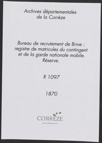Classe 1870 : registre matricule du contingent et de la garde nationale mobile (réserve).