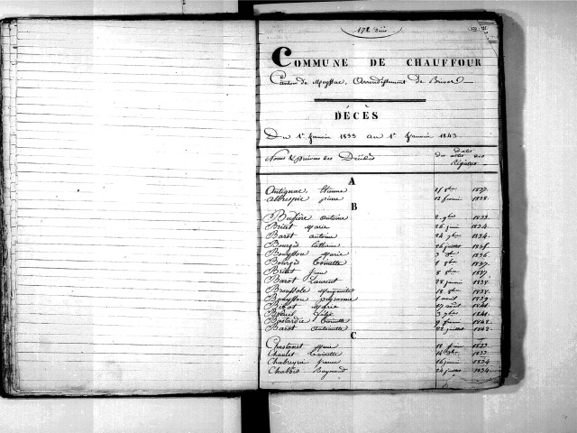 Tables décennales des mariages (1833-1842)