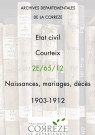 Naissances, mariages, décès (1903-1912).