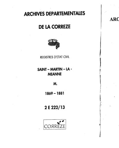 Mariages (1869-1881)