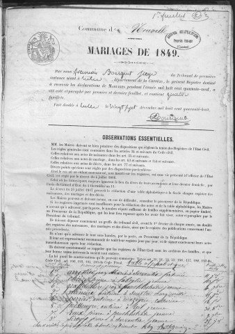 Mariages (1849-1868)