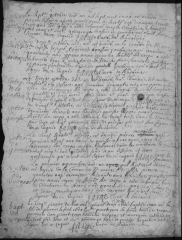 Baptêmes, mariages, sépultures (1702-1762)