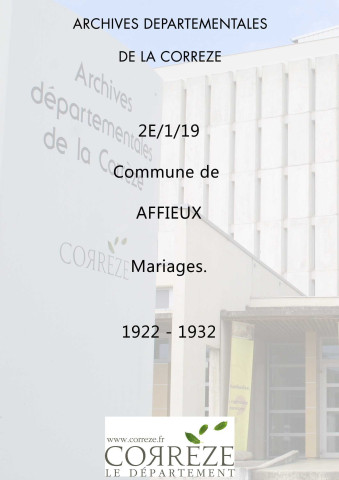 Mariages (1922-1932).