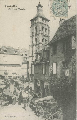 Beaulieu-sur-Dordogne : "La Corrèze illustrée - Beaulieu - Place du marché".