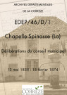 Délibérations du conseil municipal. 13 mai 1838-15 février 1874