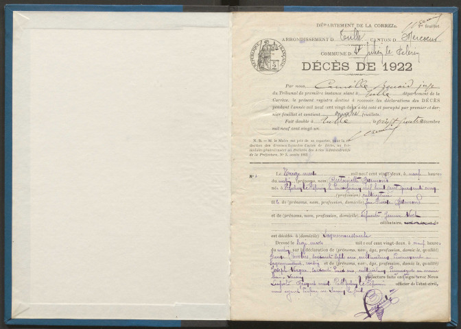 Décès (1922-1932).