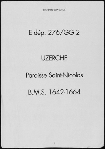 Baptêmes, mariages, sépultures (1642-1664)