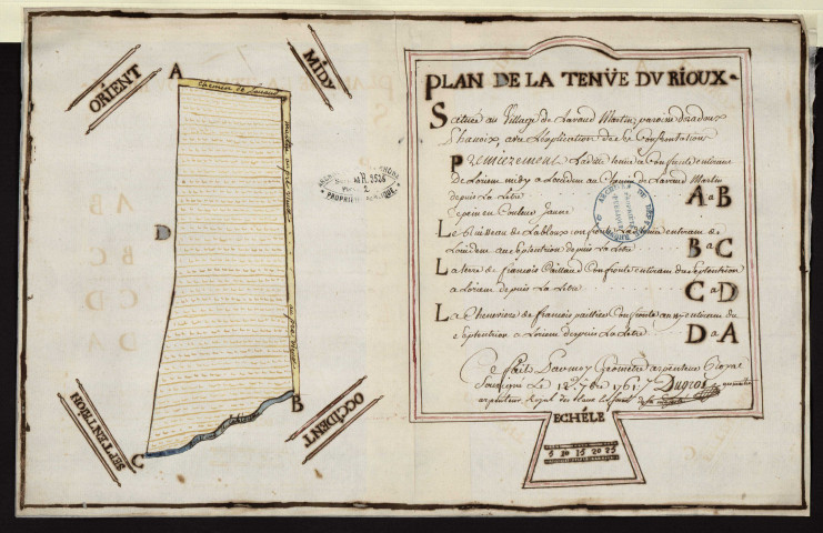 Plans des arpentages, plan des bois.