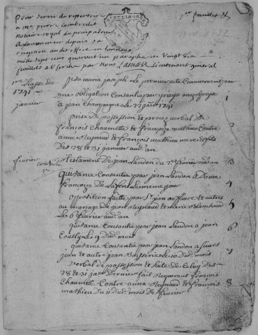 Répertoire chronologique : 22 janvier 1741-25 germinal an III