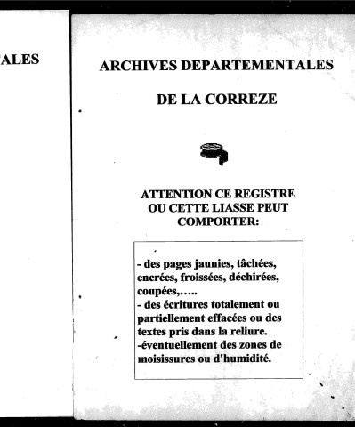 Naissances, mariages, décès (1833-1842)