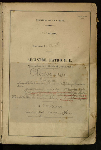 Classe 1898 : matricules 1501 à 1987.