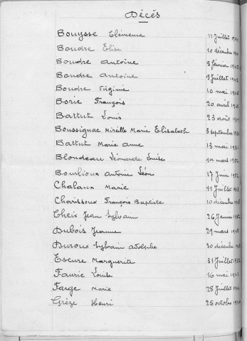 Tables décennales des naissances (1943-1952)