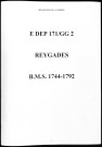 Baptêmes, mariages, sépultures (1744-1792)
