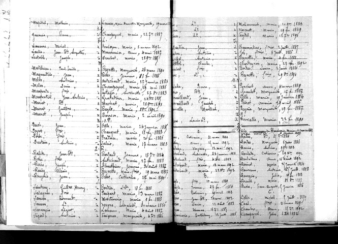 Tables décennales des mariages (1883-1892)