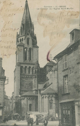 Brive-la-Gaillarde : "Corrèze - 11 - Brive - Le clocher de l'église Saint-Martin".