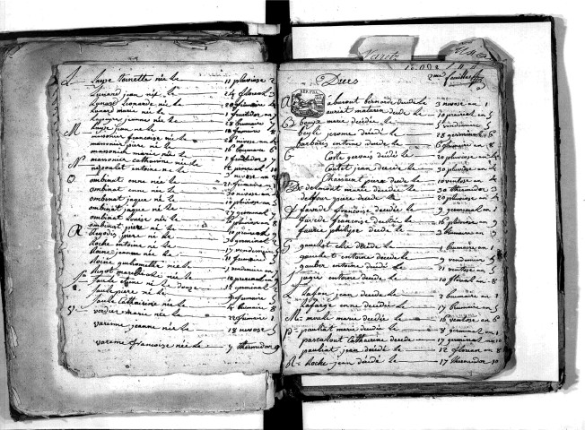 Tables décennales des décès (1792-1802)