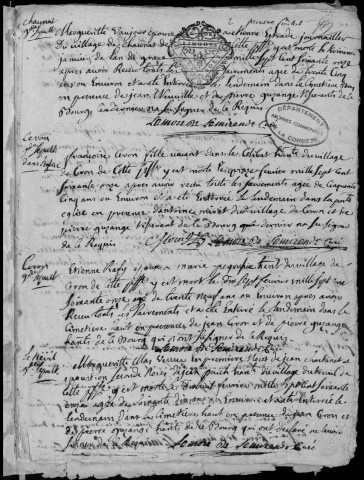 Sépultures (1750-1771)