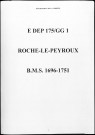 Baptêmes, mariages, sépultures (1696-1751)