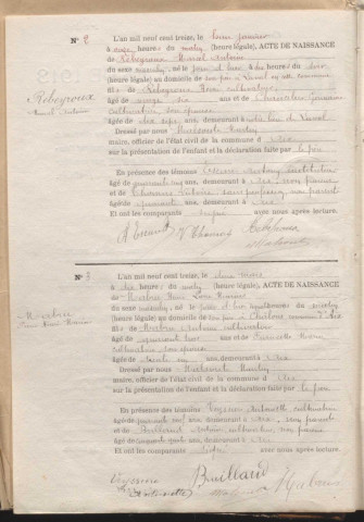 Naissances, mariages, décès (1913-1922).