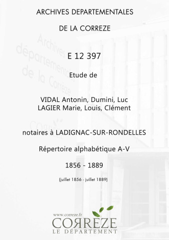 Répertoire alphabétique : A-V