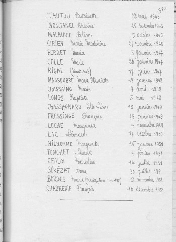 Tables décennales des décès (1943-1952)