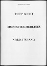 Naissances, mariages, décès (1793-1802)
