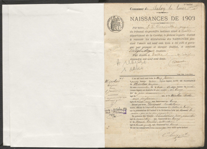 Naissances (1903-1921).
