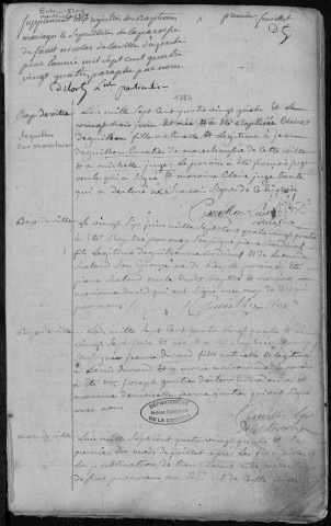 Baptêmes, mariages, sépultures (1784-1791)