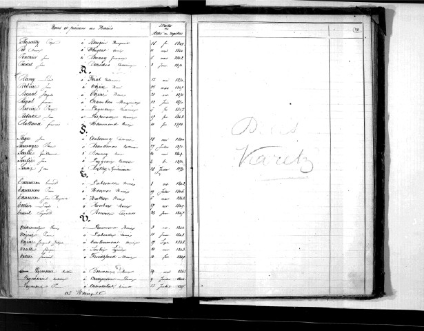 Tables décennales des mariages (1843-1852)