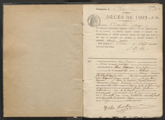 Décès (1903-1922).
