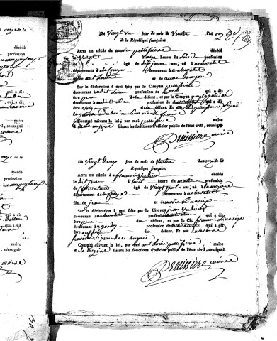 Naissances, mariages, décès (1803-1812)