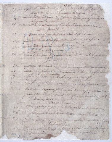 Répertoire chronologique (17 mai 1741-16 janvier 1785); table des testaments (1765-1769)