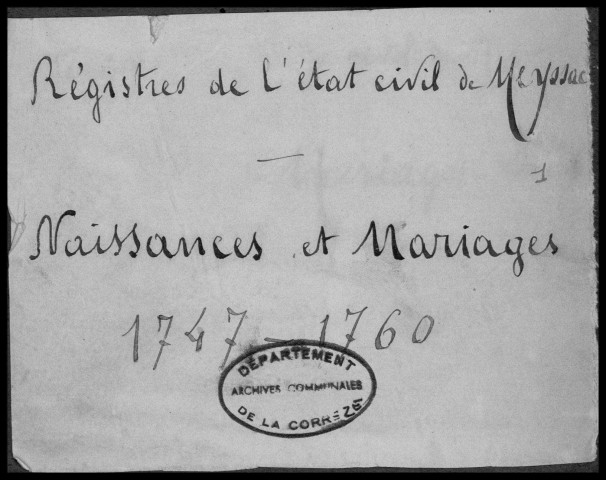Baptêmes, mariages (1747-1760)