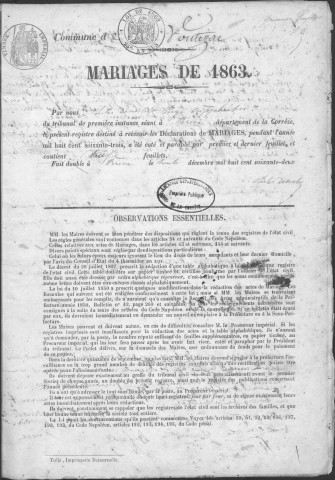 Mariages (1863-1882)