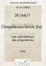 État de section et liste alphabétique des propriétaires