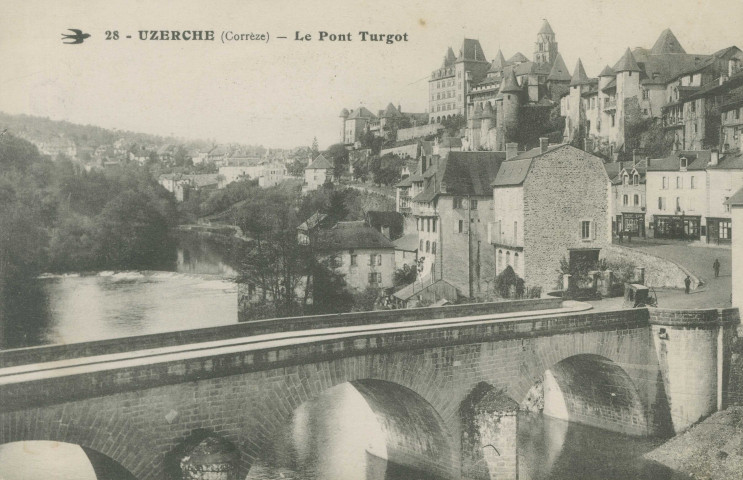 Uzerche : "28 - Uzerche (Corrèze) - Le pont Turgot".