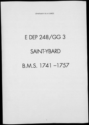 Baptêmes, mariages, sépultures (1741-1757)