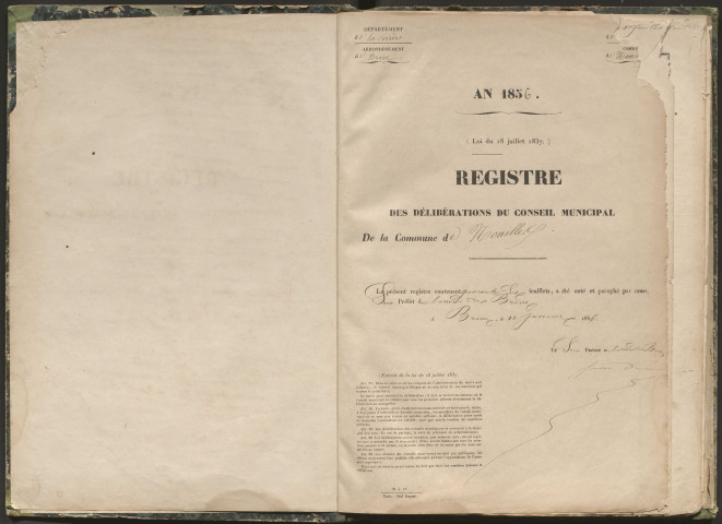 Délibérations du conseil municipal. 17 février 1856-10 janvier 1876