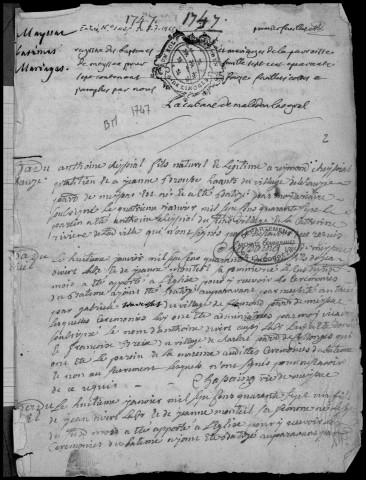 Baptêmes, mariages (1747-1760)